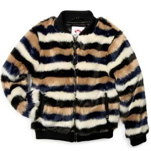 Appaman Nikki Bomber Jacket Faux Fur Striped